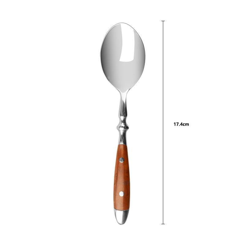 Cuțite de friptură, furculiță, lingură, mâner de lemn, stil Laguiole, tacâmuri din oțel inoxidabil, tacâmuri pentru cină