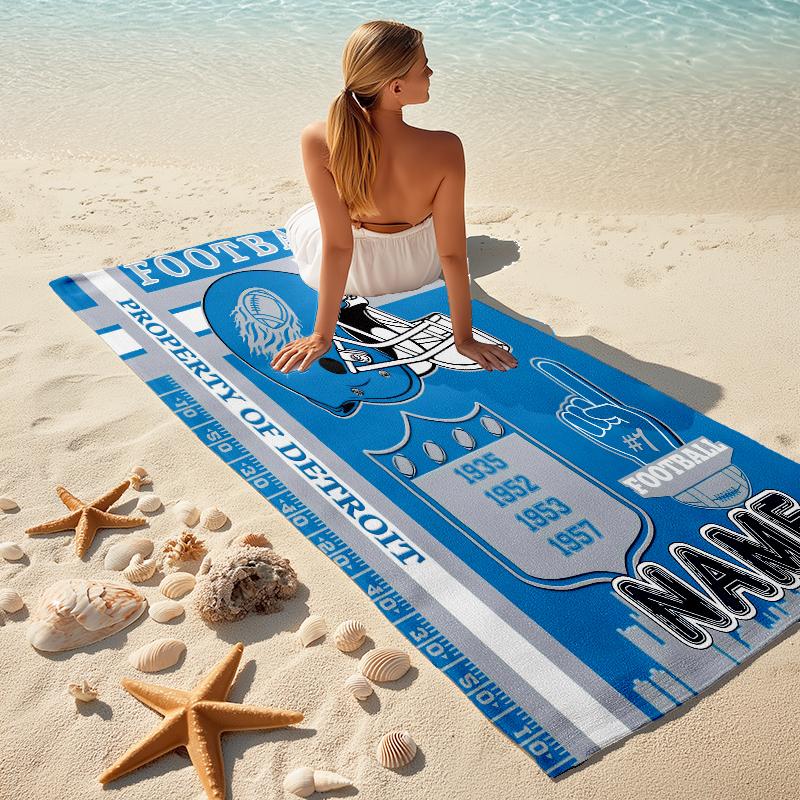 Personalized Football Fanatic Journal Beach Towel Microfiber Beach Towel Thin Absorbent for Beach Swimming Yoga Bath Sports. 0910157