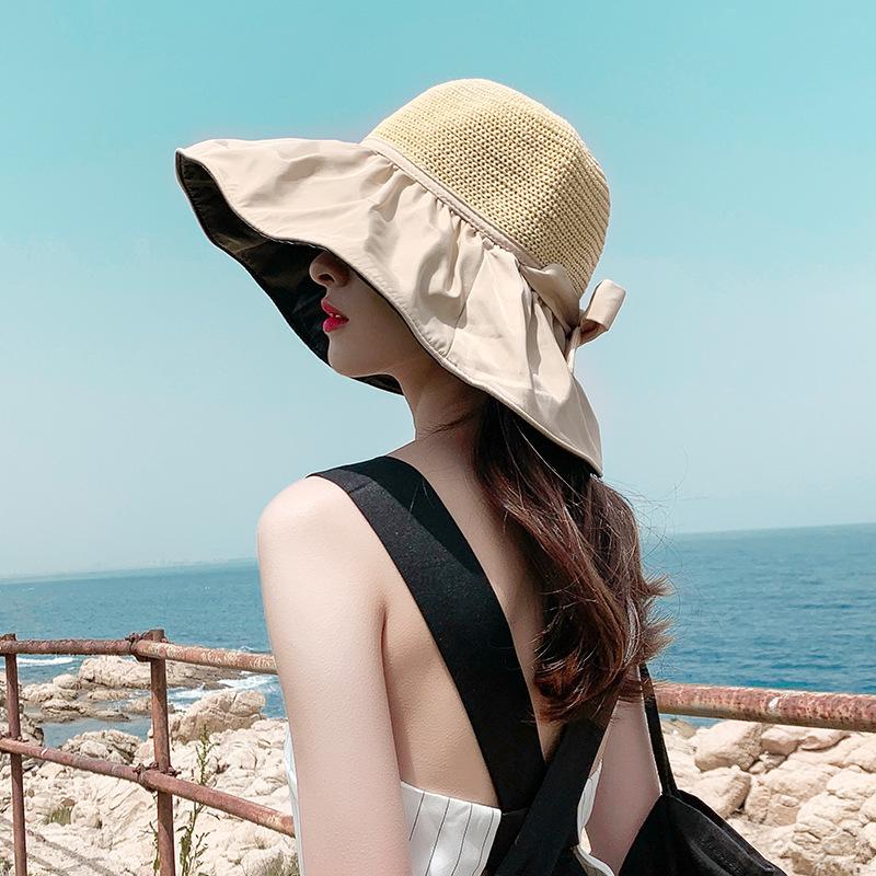 UV Vinyl Big Eaves Bow Fisherman Hat Children Spring and Summer Travel Versatile Sunscreen Sunshade Basin Hat