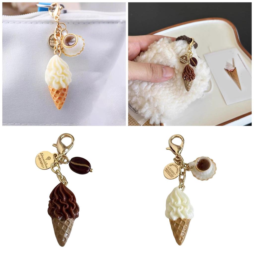 Stylish Original Ice Cream Buckle Keychain Unique Creative Designs Sturdy Alloy Resin Materials for Backpack Decoration