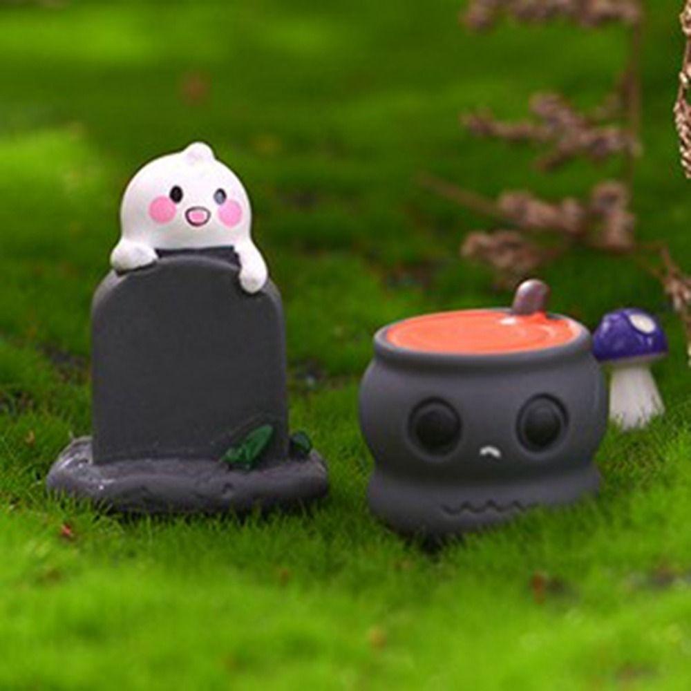 3D Halloween Small Ornaments Cute Ghost Candlestick Ornaments Halloween Ghost Tombstone Outdoor