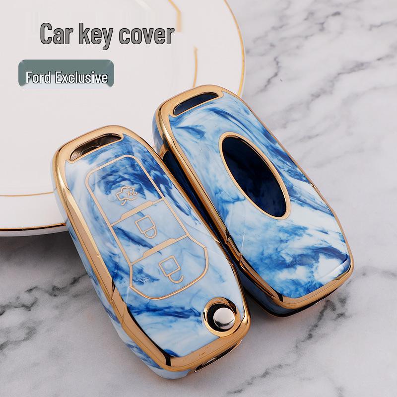 Guochao Ford Car Key Case for Focus, Escort, Mondeo, Edge, Ecosport - TPU Full Protection
