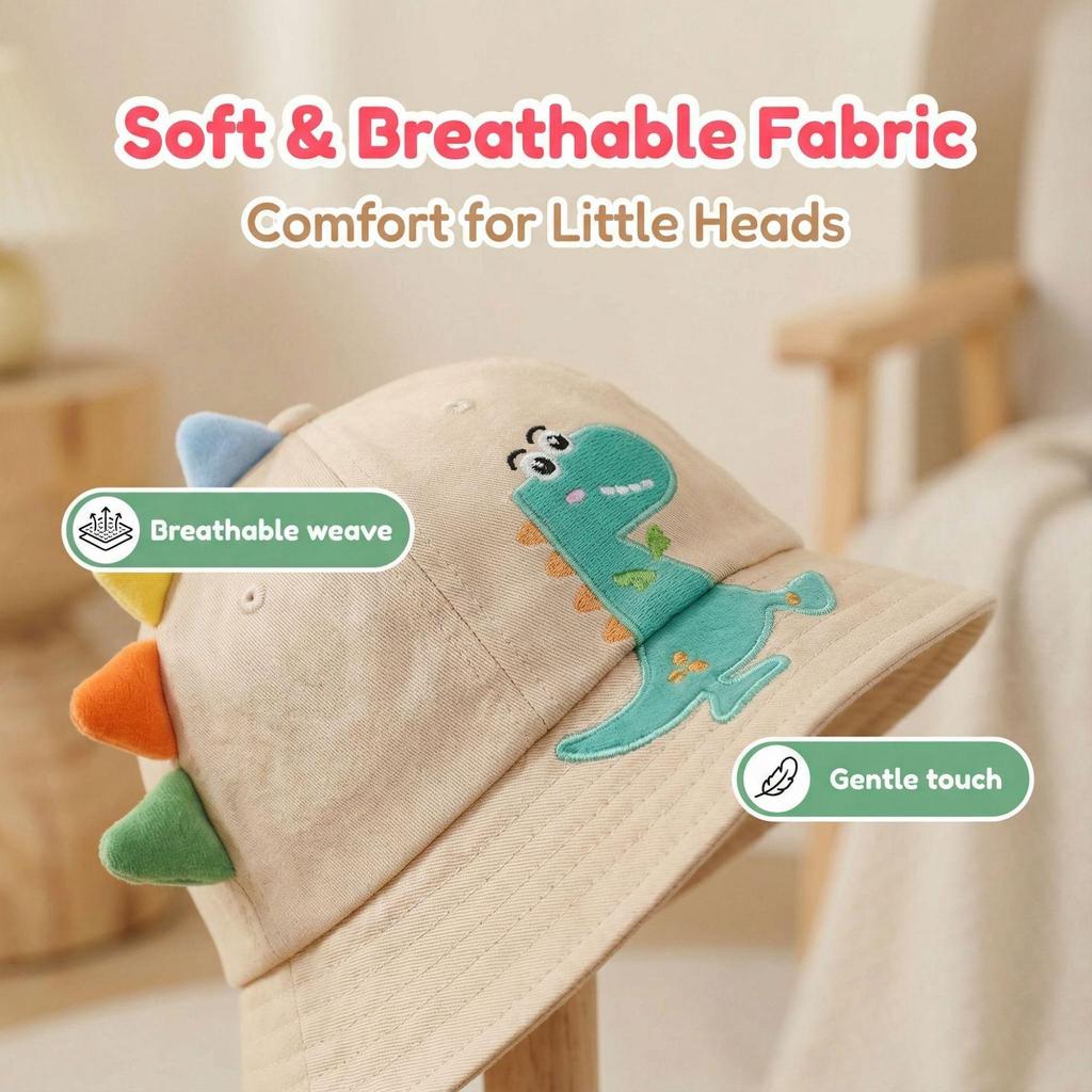 Spring/Summer Infant Bucket Sun Hat - Cute Dinosaur Design for Boys & Girls