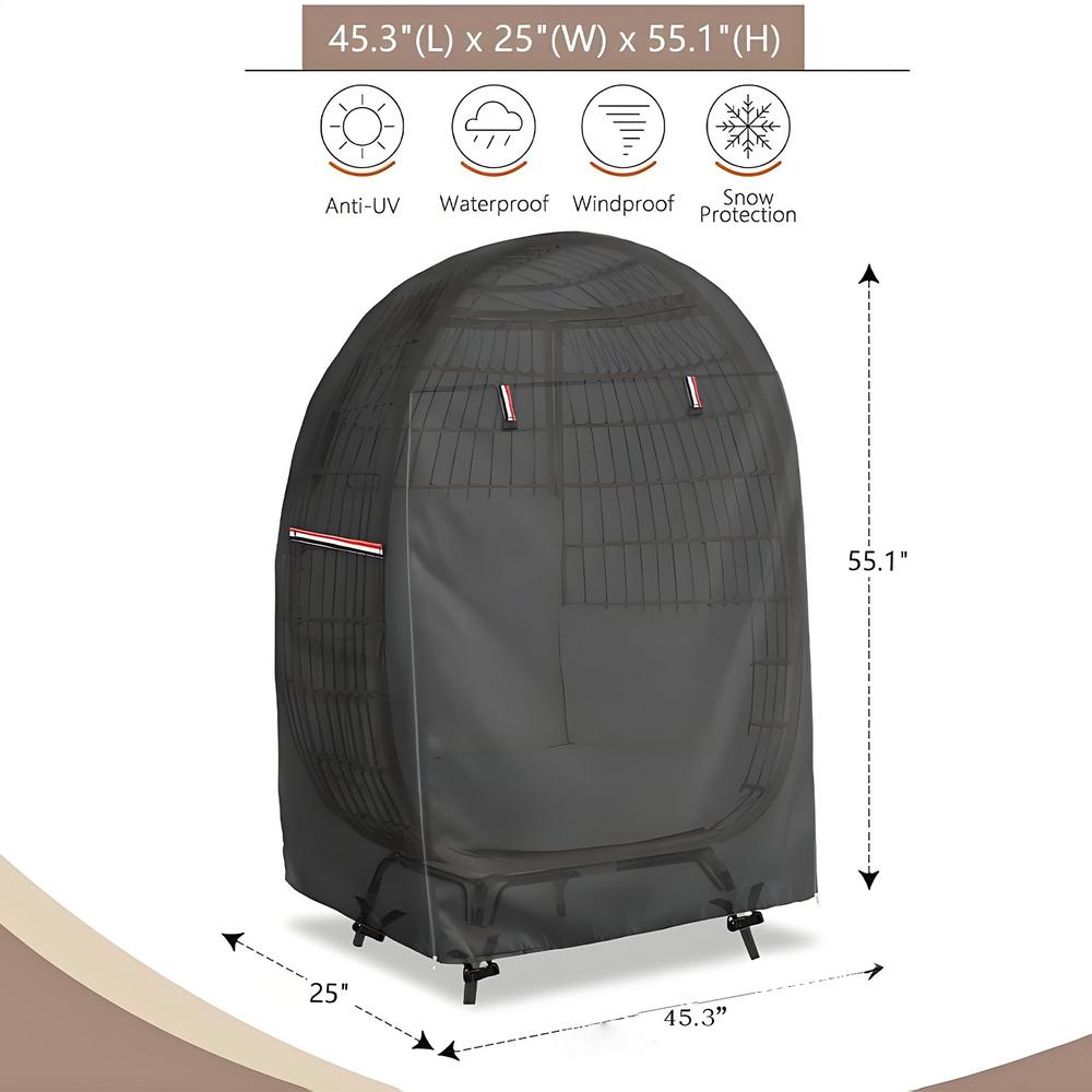 Waterproof Wicker Egg Swing Chair Cover With Double Zipper UV-Resistant 420D Oxford Protection Shield for Outdoor Furniture