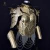 Goldenes Mittelalterliches Vollplattenstahl Rüstungsset mit Kettenhemdrock Fantasy Ritter Cosplay Rüstung