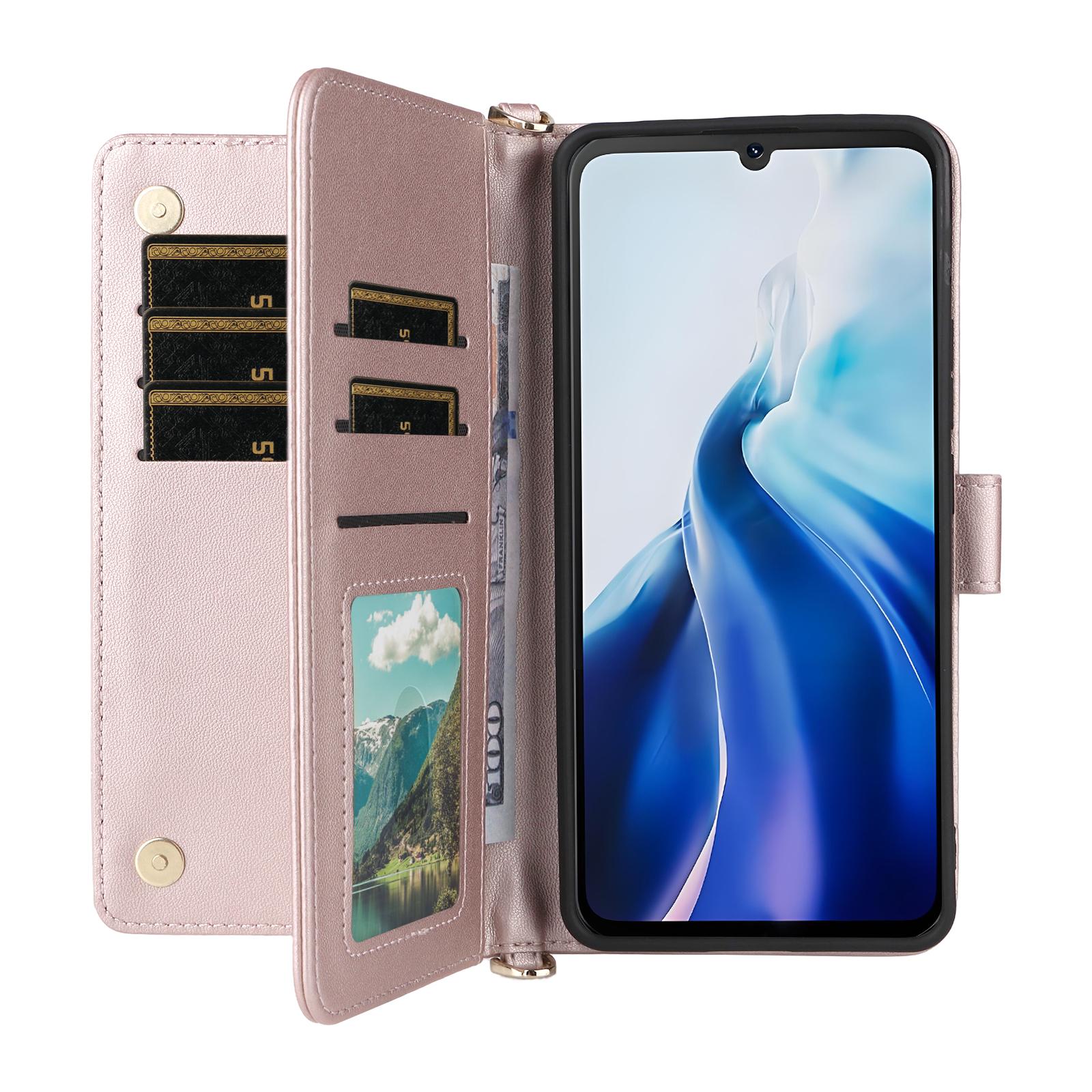 

For Cubot A30 Wallet Case with Shoulder/Wrist Strap Leather Phone Cover Stand Black