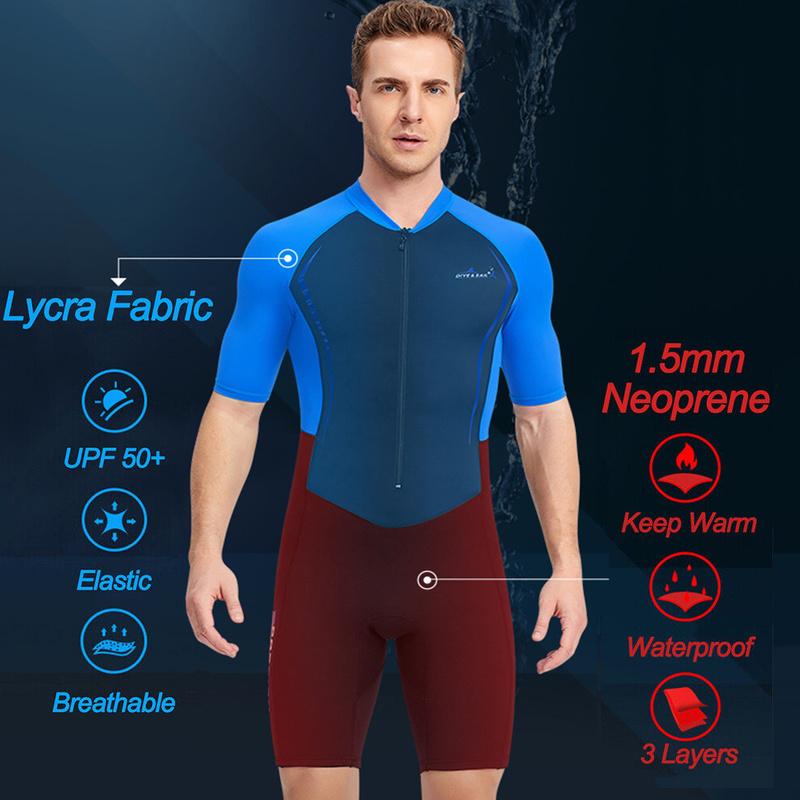 1,5 MM Neopren Neoprenanzug Männer Frauen Kurzarm Trunk Einteiler Nass Anzüge für Schwimmen Overall Surfen Rash Guards