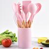 1/12Pcs Silicone Kitchenware Non-Stick Cookware Kitchen Utensils Set Spatula Shovel Egg Beaters Wooden Handle Cooking Tool Set