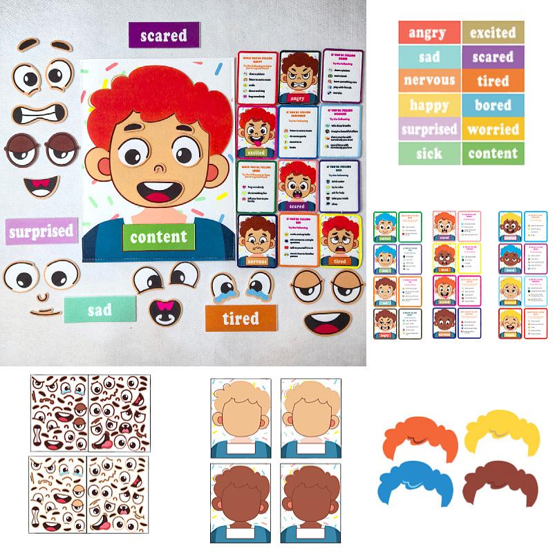 15Pcs Social Emotional Learning Activities 2 Face Boards With 9 Emotion Cards Making Faces Games Educational Sensory Autism Toys