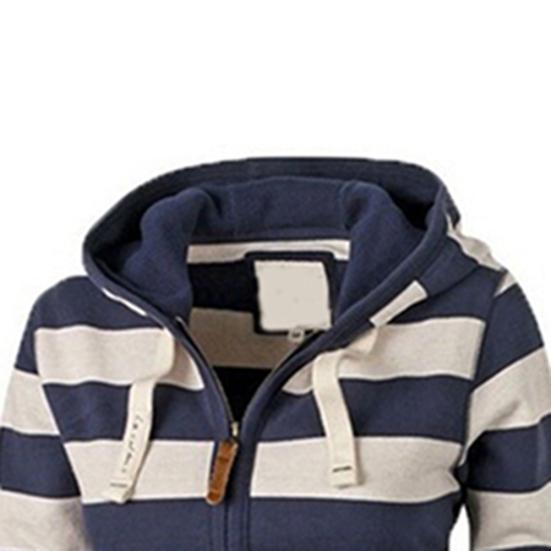 Felpa con cappuccio da donna autunnale casual a righe con cerniera e coulisse Giacca a vento Giacca Cappotto