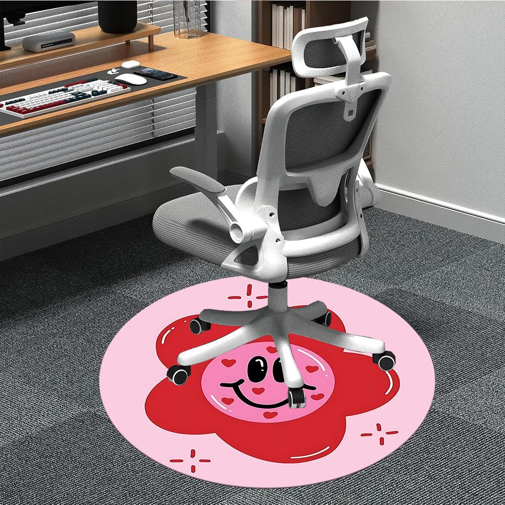1pc Flower Heart Office Round Area Rug, Mat Suitable For Office, Under Office Chairs Bedroom Living Room Home Decor, Room Deco