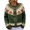 Fair Isle Color Block Single-Breasted Cardigan - Women's Autumn/Winter Knitwear