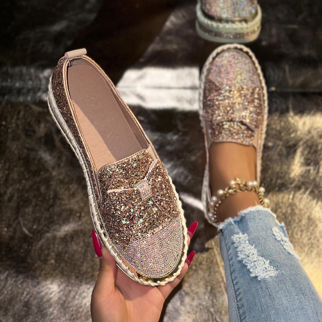 Scarpe da Donna Firmate Lusso Cristallo Scarpe Casual Suola Spessa Sneakers alla Moda Diamanti Mocassini Calzature con Plateau da Donna