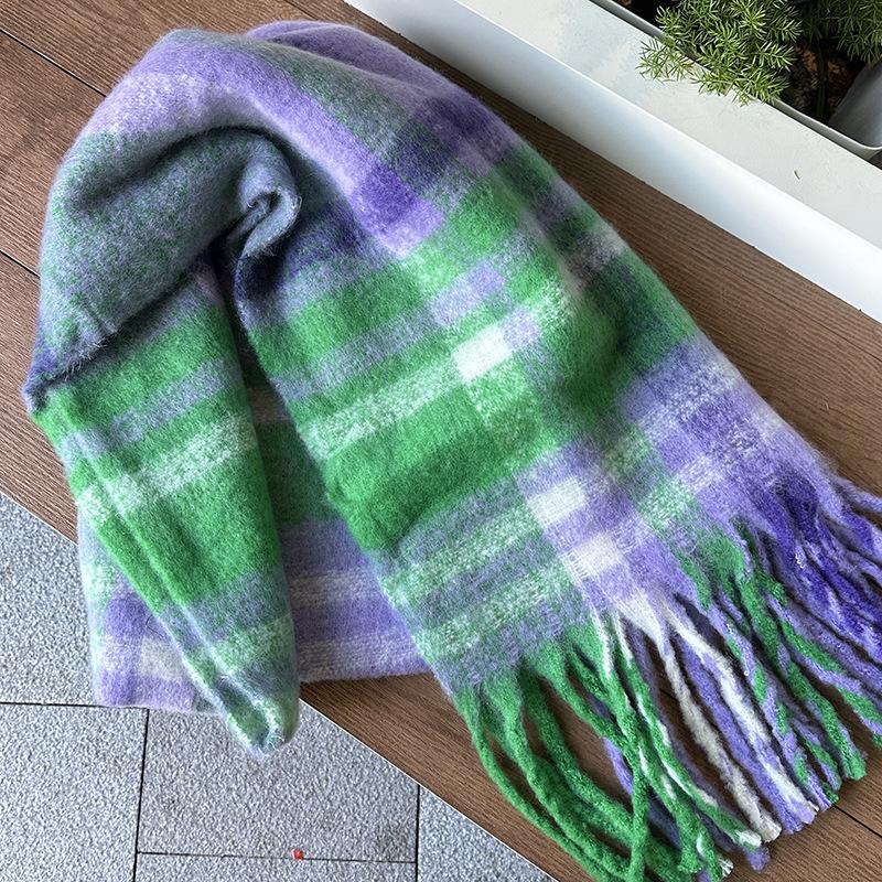 High-End Korean-Style Faux Cashmere Scarf Shawl: Warm, Thick, Versatile Knit for Women