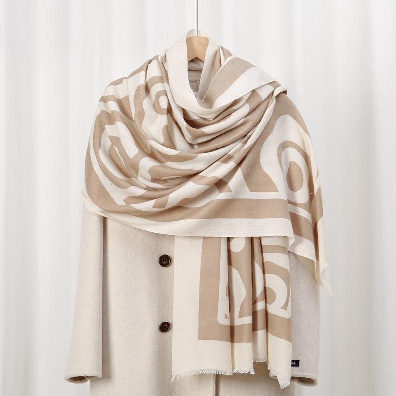 

Woju приятный к коже бархат новый осенне-зимний приятный к коже и теплый имитация кашемира печатный шарф геометрический универсальный покров 88*180cm