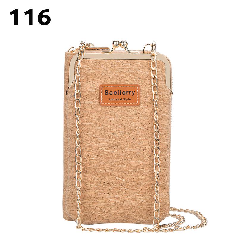 Baellerry Women's Large Capacity Crossbody Wallet - Fashion Wood Grain, Multi-Card Slot, Phone Bag, Korean Style