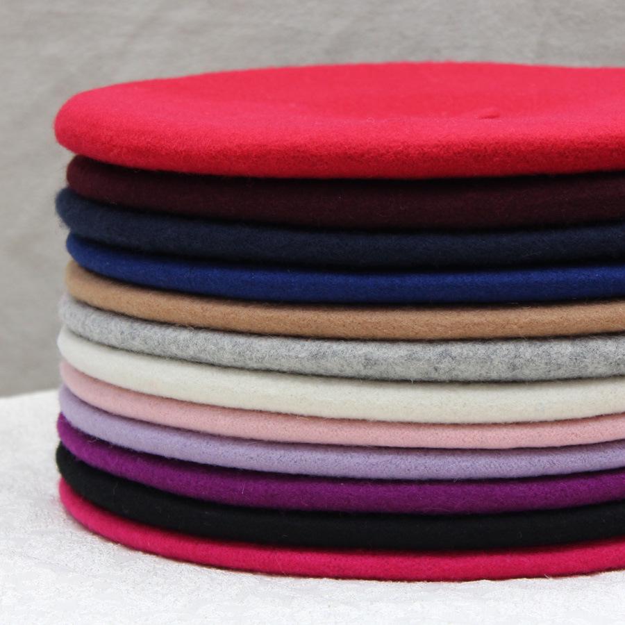 Women Temperament Wool Beret Fashion Elegant Woolen Cap Classic Vintage Solid Color Knit Cap