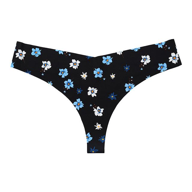 Sexy Leopard Seamless Underwear Women's Ice Silk Breathable Sports Pure Cotton Crotch Antibacterial Women's Thong Panties