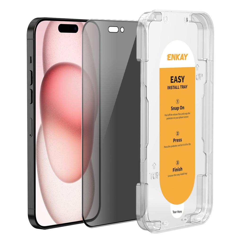 ENKAY HAT PRINCE For iPhone 16/15 Screen Protector Silk Printing Film Easy to Install Anti-Spy