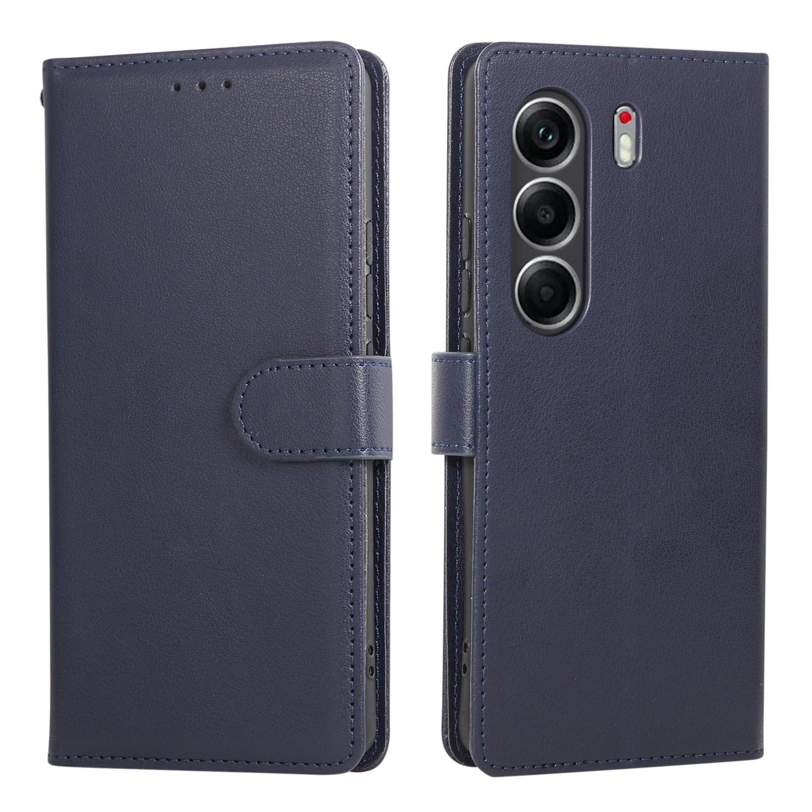 

For TECNO Camon 40 Pro 4G/5G Case Wallet Stand PU Leather Phone Cover with Wrist Strap Blue