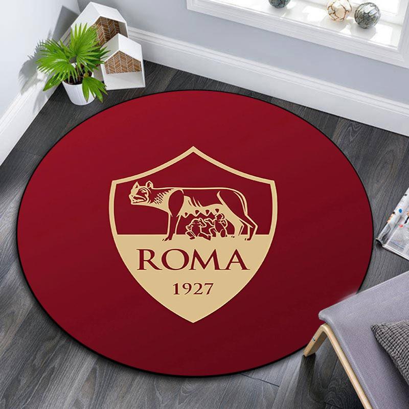 Associazione Sportiva Roma, Tappeto Rotondo, Tappeto per Soggiorno Camera da Letto Divano Sala Giochi Decorazione, Tappetino Antiscivolo