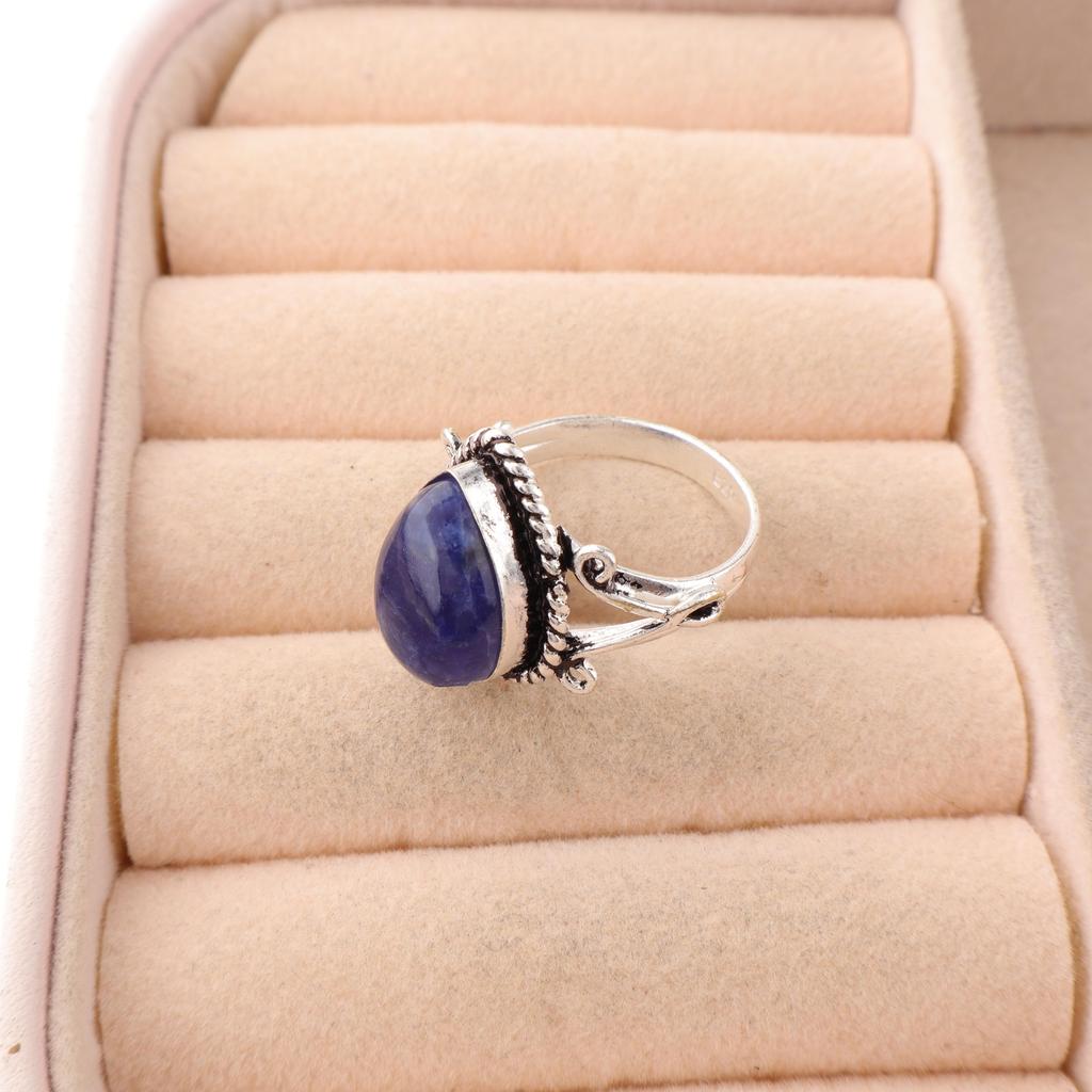 Sodalite Gemstone Jewelry. 925 Sterling Silver Ring, Handmade Silver Ring Jewelry, Sodalite Jewelry For Thanksgiving Gift