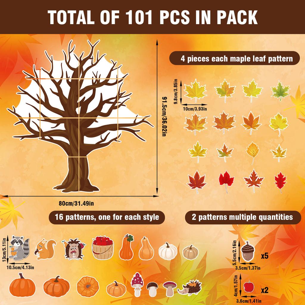 Fall Thanksgiving Season Maple Leaf Wall Stickers Paper Holiday Classroom Decor