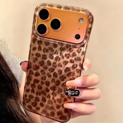 Modieus Maillardbruin Panter siliconen telefoonhoesje iPhone 17 Air 16 15 14 Pro Max 16E 13 Schokbestendige hoes