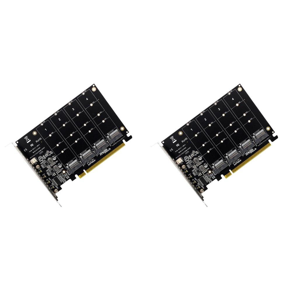 4-Port M.2 NVME SSD zu PCIE X16 Festplattenkonverter PCIE Split/PCIE RAID-Adapterkarte unterstützt 2230/2242/2260/2280 LED-Anzeige