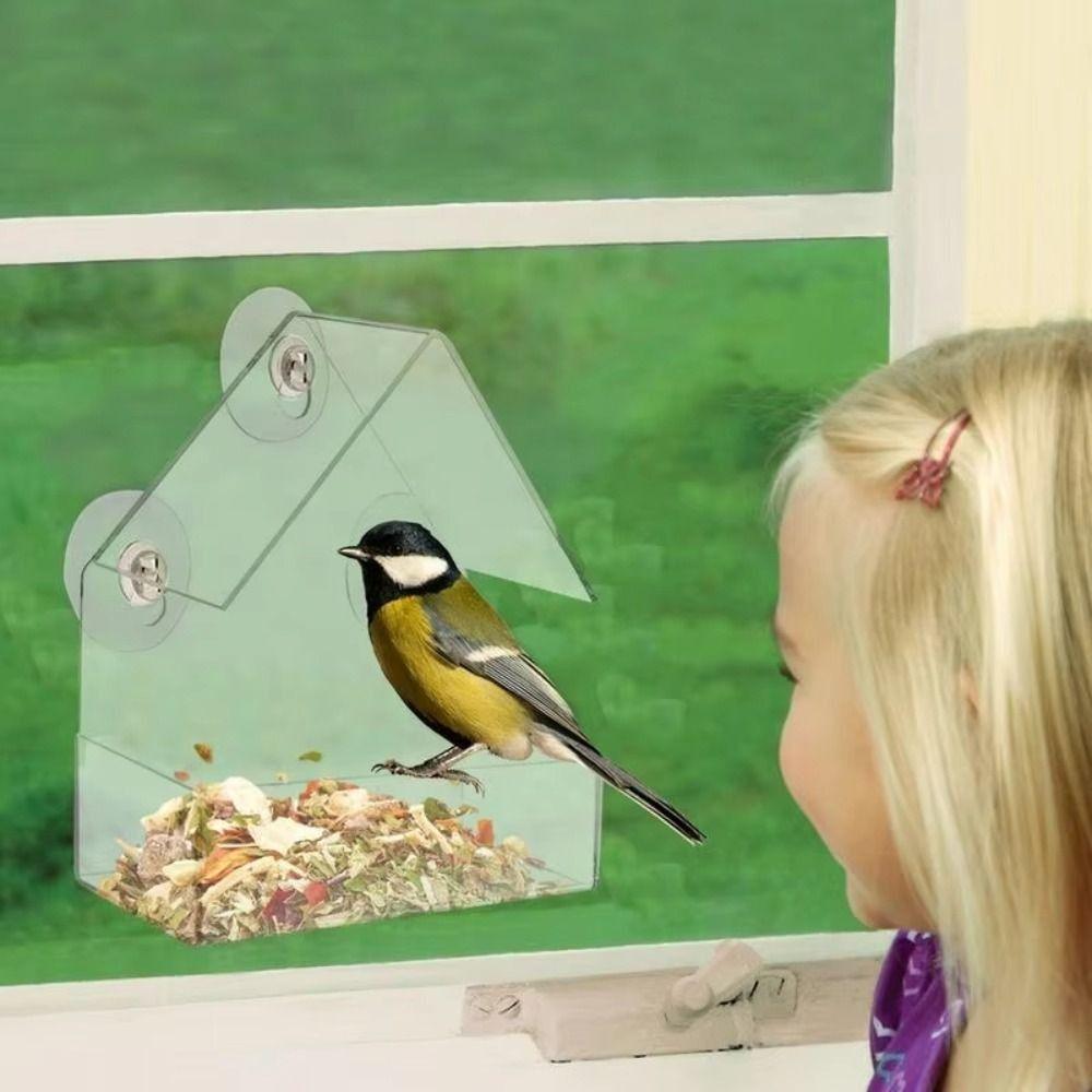 Plastic Windowsill Birdfeeders with Suction Cups Window Bird House Outside Garden
