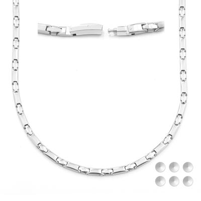 Hachi 99.99% Pure Germanium Necklace, 21 Pieces, Pure Titanium, Anti-Static, Silver, Fashion Jewelry for Men and Women (47.0)