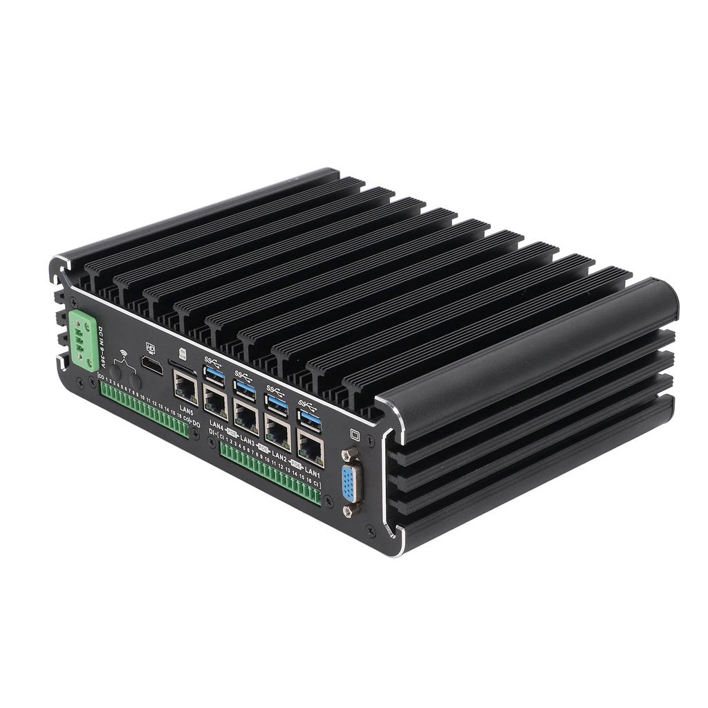 Industrial Computer 4 Way POE Port Mini Computer Good Heat Dissipation Fanless Industrial PC 100‑240V EU Plug