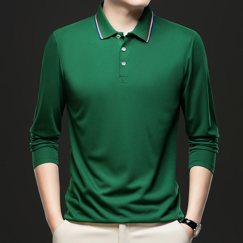 Men S Long Sleeve Polo Shirt Casual Solid Color Top