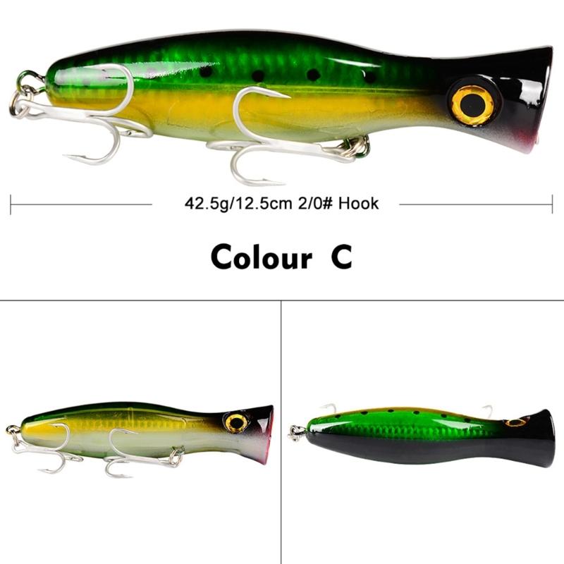 Topwater Trolling Artificial Hard Baits Crankbait Big Popper Fishing Lures Baits with Hook for Trout Fishing Tackle