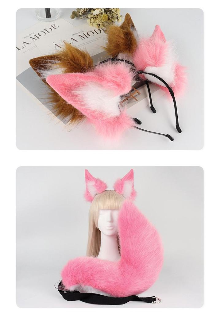Set Fascia con Orecchie di Volpe e Coda Fatto a Mano - Carino Accessorio Cosplay per Tamamo-no-Mae