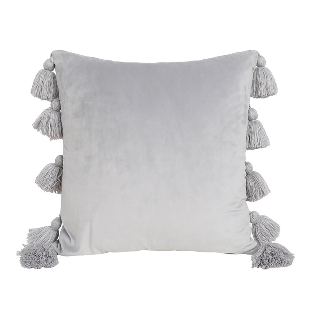 Comfortable Velvets Throw Pillowcase with Fringes Detail Bohemian Cushions Cover for Bed and Chair