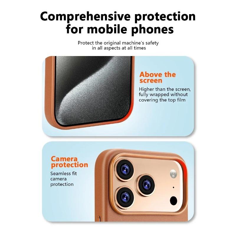 Original High End Auto Leather Phone Case for IPhone 17 Pro Max Air 16 15 14 Plus 13 12 Strong Magnetic Wireless Charging Cover