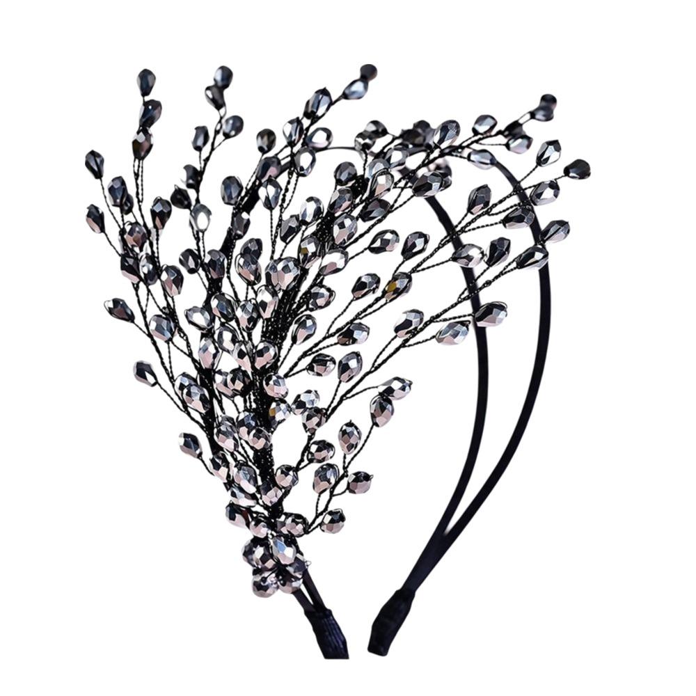 Sparkly Design Crystal Bridal Headband Double Layer Handmade Headpiece For Bridesmaids
