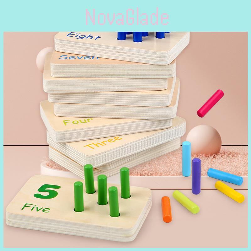 Wooden Montessori Math Learning Stick Color Recognition Matching Board Educational Toy For Early Childhood