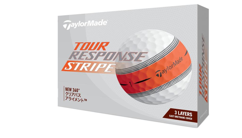 TaylorMade TMJ24 TourResp Stripe ORG (12-Pack) Tour Response Stripe Orange Golf Balls, 2024 Model