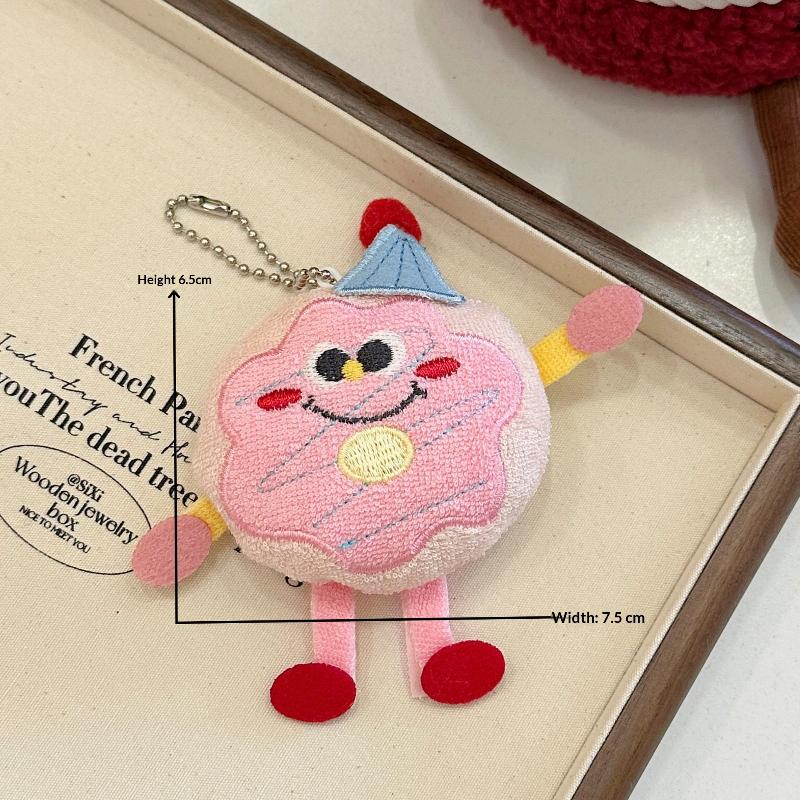 Cute Cartoon Doughnut Bread Doll Keychain Fun Stuffed Doll Toy Backpack Pendant Decorative Car Key Chains Accessories Gift