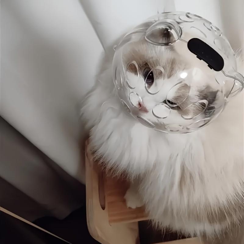 Breathable Cat Face Mask - Anti-Bite, Round Pet Headgear for Grooming, Bathing & Shedding, Reusable ABS Material,  Easy To Wear