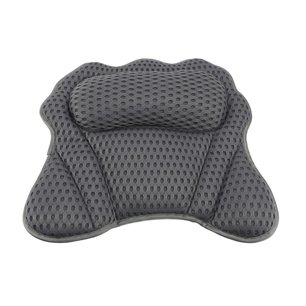 4D Mesh Badewannenkissen mit 6 Saugnäpfen Aufhängehaken Rutschfeste Rücken- und Nackenstütze Spa-Kissen für