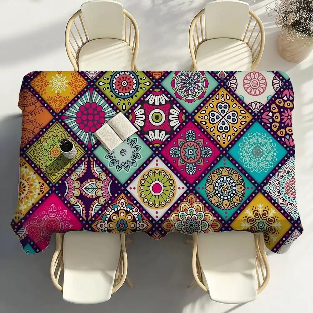 Authentic Boho Table Cloth Party Decor Dining Room Home Kitchen Patios Waterproof Stain-Proof Table Cloth