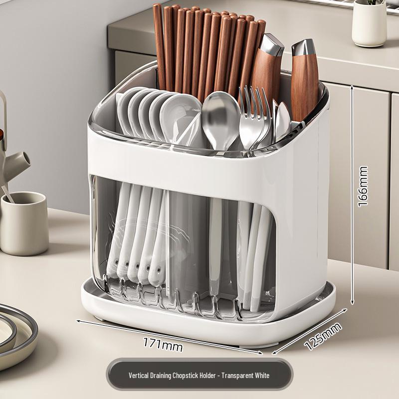 Premium Kitchen Countertop Cutlery Holder with Drainage - Spoon, Chopstick, and Utensil Storage Rack