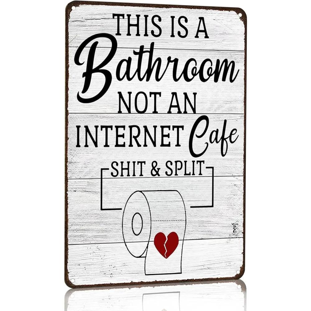 Funny Bathroom Toilet Decor Sign Bathroom Rules Quotes Wall Art Vintage Tin Sign Retro Style Home Decor for Bathroom Wall Art