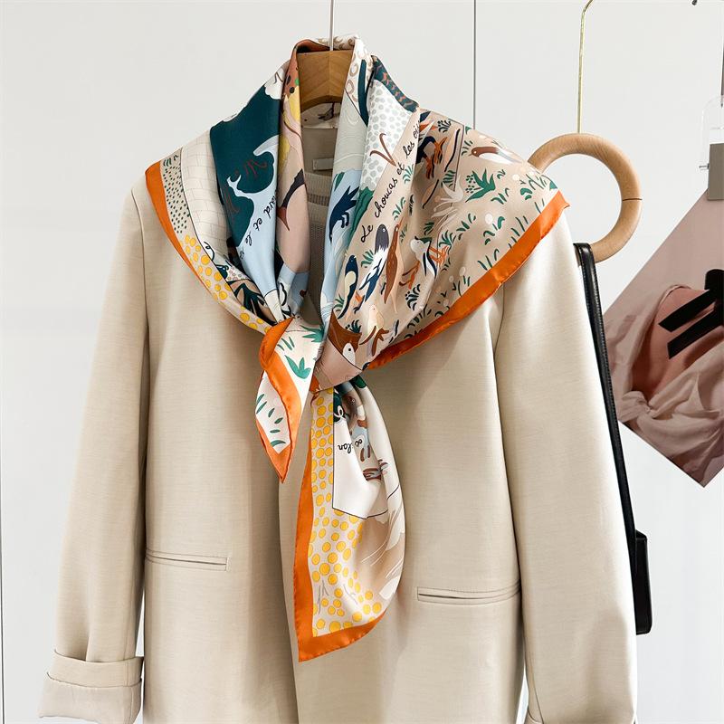 88*88cm Silk Scarf Women 100% Pure Mulberry Big Square Twill Scarf Lightweight Summer Shawl Elegant Neck Wrap Gift