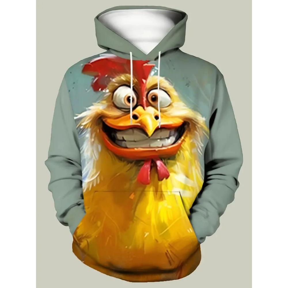 Lustiger Tier Hühner Print Unisex Hoodies Herbstmode Street Herren Sweatshirts Lässig Locker Herren Bekleidung Oberteile Hoodies