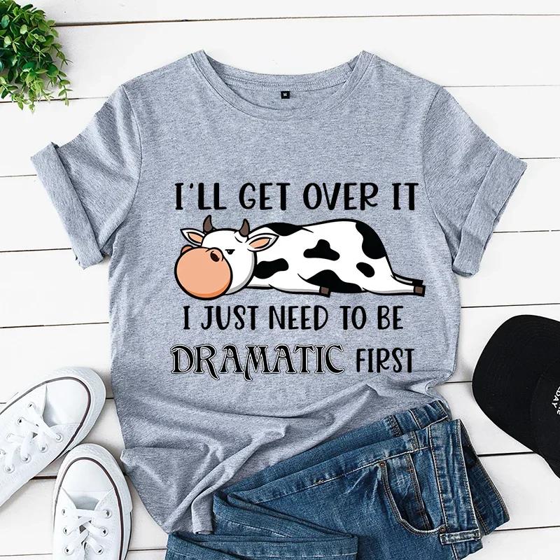 

Vintage Tees Sleepy Lazy Cow T Shirts for Unisex Dramatic Graphic Tops Summer Clothes Female Harajuku Fashion Tshirts Y2k Tops S