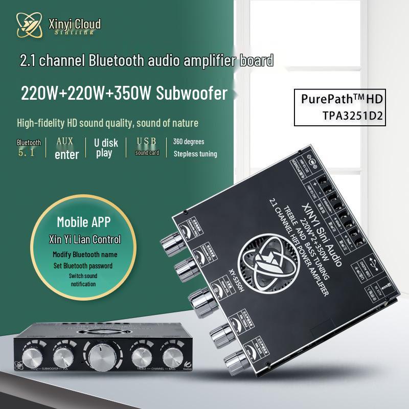 2.1 Channel Bluetooth Amplifier Board: 220W*2 + 350W TPA3251, Treble Bass Subwoofer, 7498E.